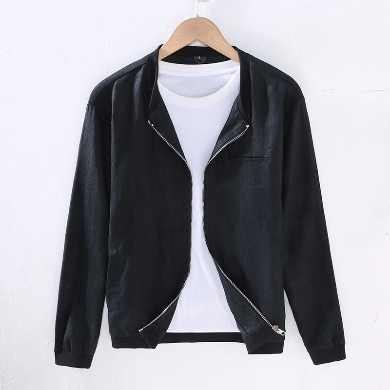 ジャケット・アウター LENO BIGTRENCHCOAT Men's Cotton Linen Jacket Long Sleeve Coat Cardigan Full Zip