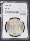 1896-P US Morgan Silver Dollar - NGC MS 61