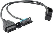 Right Angle Universal OBD2 OBD II 16 Pin Splitter Y Open Cable, J1962 1 Male to