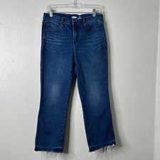 Old Navy Flare High Rise Ankle Jeans Women  s Size 8 Dark Wash Raw Hem