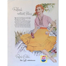 Pepsi-Cola 1956 Print Ad Soda Soft Drink The Light Refreshment 11"X14"