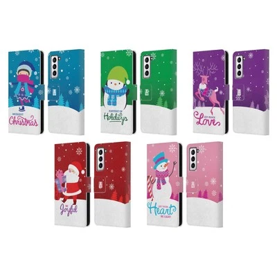 HEAD CASE DESIGNS CHRISTMAS TIDINGS LEATHER BOOK CASE FOR SAMSUNG PHONES 4 - Image 1 of 4