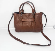 LONGCHAMP 3D Cognac Brown Soft Leather Crossbody Handbag Shoulder Tote Bag