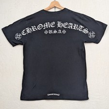 Chrome Hearts T-Shirt Men's M Black Faded Slim Scroll Pocket Grunge Streetwear