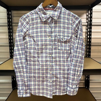 Girl Krazy Red White Blue Plaid Button Up Shirt Size M Women's Cotton