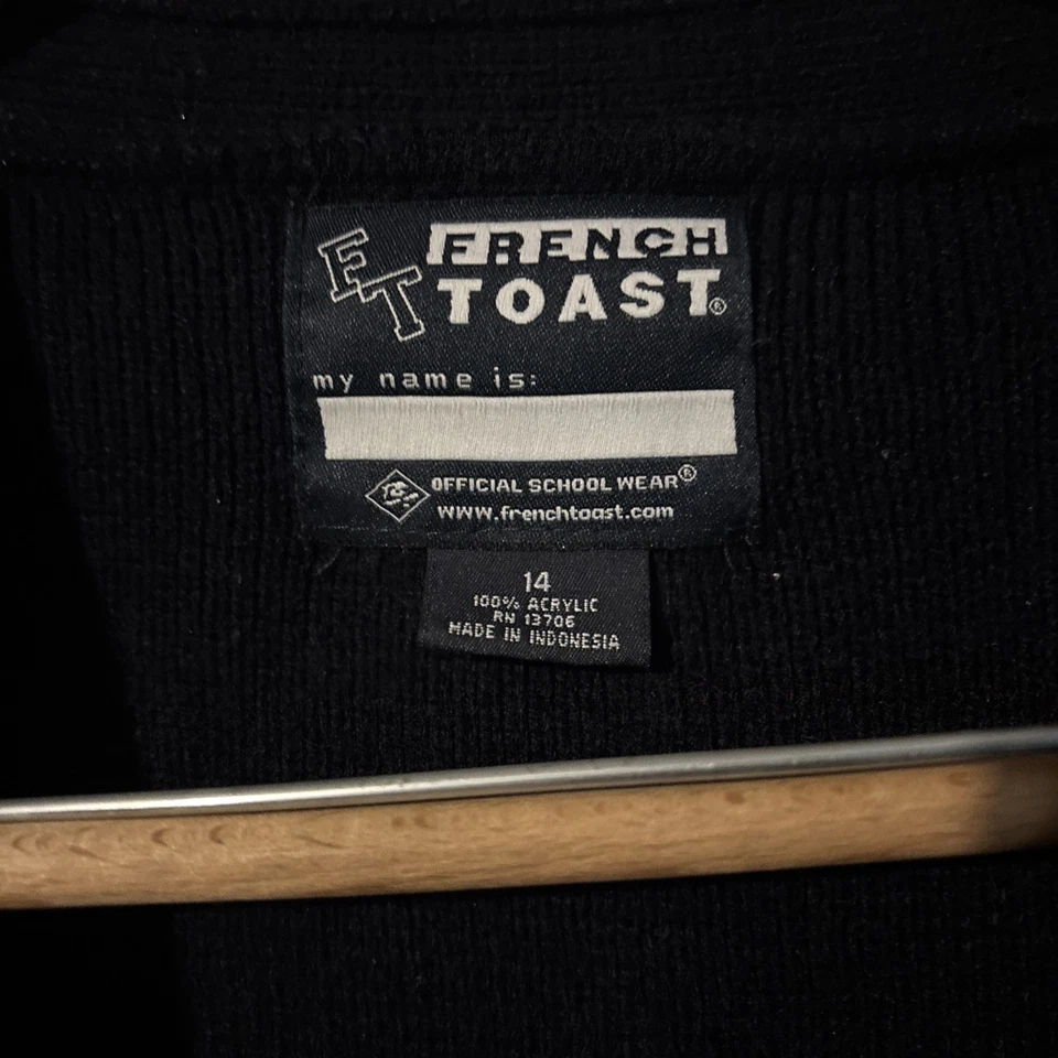 Cardigã French Toast tamanho 14 suéter de malha azul juvenil manga longa botão frontal - Imagem 2 de 3
