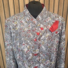 Vintage Norman Linton Shirt Dress 18 22 Brown Red Floral Long Sleeve Button Midi