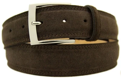 NISAR Italienischer Wildledergürtel Herren Damen Suede Belt Dunkel-Braun 4cm Breit