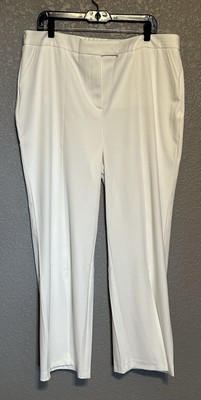 Magi Sculpt Womens 16 White Stretchy Dress Pants Wide Slit Leg Modern Office