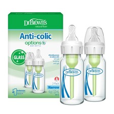 AntiColic Options Narrow Glass Baby Bottle with Level 1 Slow Flow Nipple, BP...