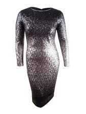 Betsy & Adam Women's Ombre Sequined Sheath Dress (6, Black/Silver) 749709591708