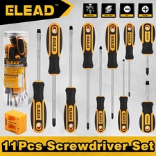 11Pcs Magnetic Screwdriver Set 5 Phillips & 5 Flat Tips for Fastening Loosening