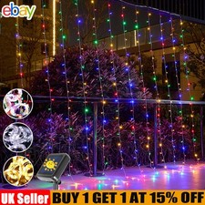 100/200/300 LED Solar Powered Curtain Lights Fairy String Window Garden Outdoor