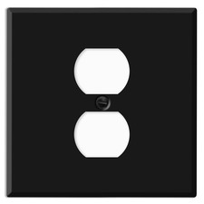 Black Metal Centered Duplex Receptacle Wall Plate, 2-Gang With Centered...