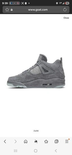 Air Jordan 4 Retro KAWS Cool Grey Sneakers Size 9.5 UK/8.5 EUR