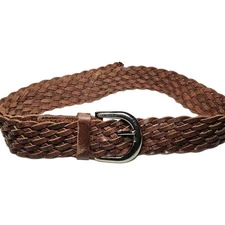 Michael Kors women's braided brown leather belt with a silver tone buckle size M