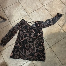 Xhilaration Womens Size S Paisley Pattern Boho Slit Sleeve Tunic MicroMini Dress