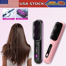 Portable Straightener Brushs,With LCD Temperature Display,Fast Heating Cordless