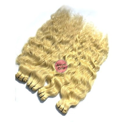 Bleached 613 Blonde Curly Human Hair Bundles   Indian Virgin Remy Extensions