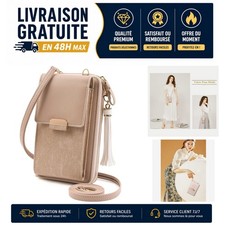 Petit sac téléphone femme simili cuir bandoulière réglable Aucuu