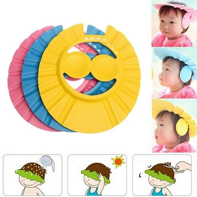 Baby Kids Child Shower Cap For Hair Wash Bath Soft Waterproof Protect Shield Hat