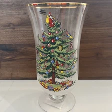 Vintage Spode Hurricane Candle Vase Christmas Tree NEW ORIGINAL BOX No Candle