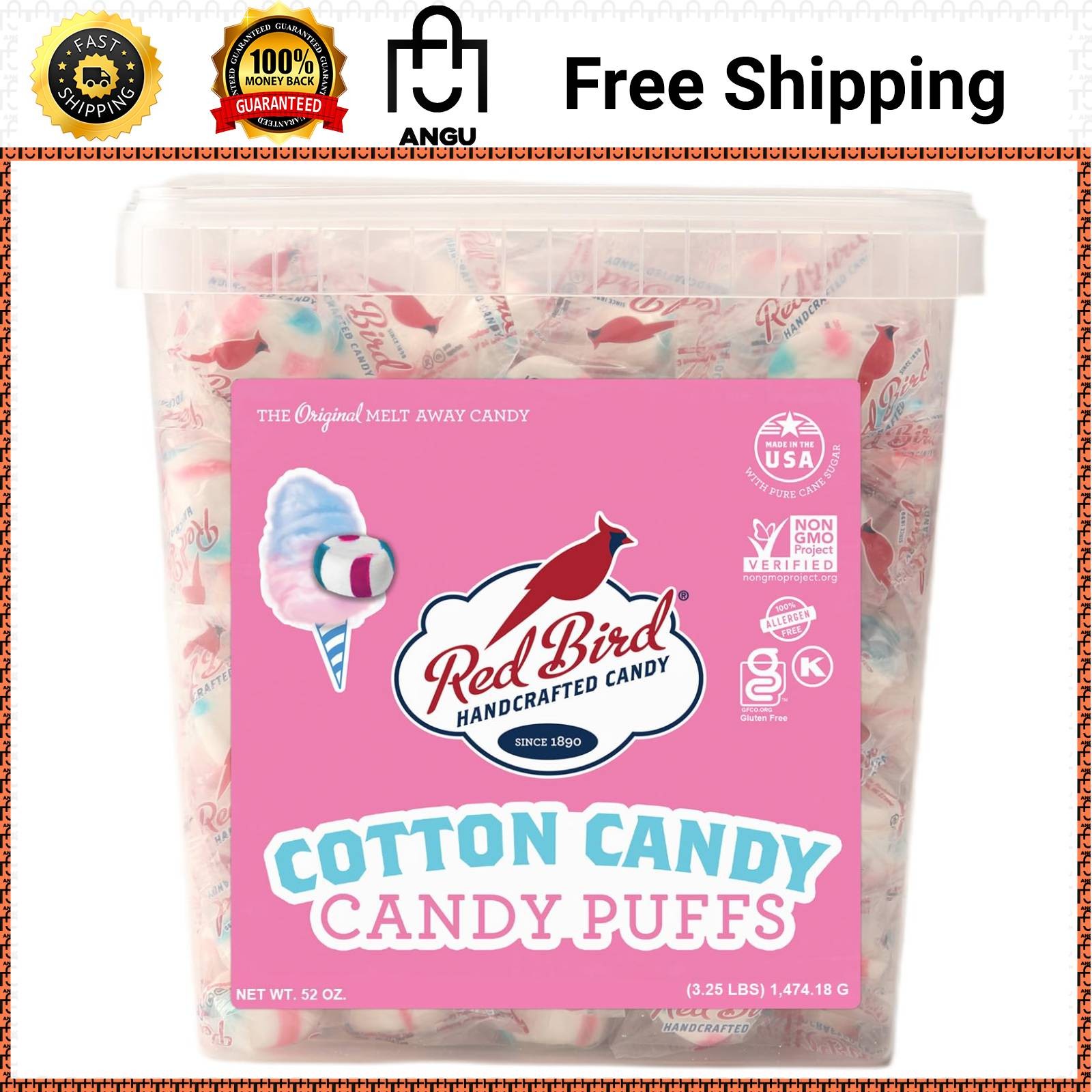 Red Bird Cotton Candy Flavored Mints 52oz Tub Individually Wrapped Unique Treats
