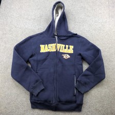 Nashville Predators Hoodie Mens Small Navy Blue NHL Hockey Full Zip Sherpa Lined