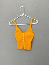 Aerie Women Tank Top M Orange Ribbed V Neck Sleeveless Cami Casual Lightweight