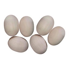 6Pcs Unpainted Wooden Eggs Easter Decorations Decorative Home Decor Smooth Blank