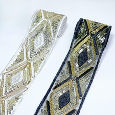 10 Yards Lace Mesh Trim Embroidery Sequin Ribbon Edging DIY Sewing Craft 5cm