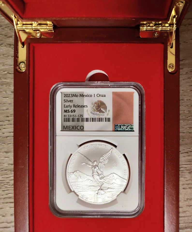 Paradise Mint 2023 Mo Mexico 1 Onza  Silver  Libertad Early Releases MS 69 case - Image 4 of 4