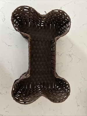 Wicker Dog Bone Shaped Basket Organizer for Pet Toys