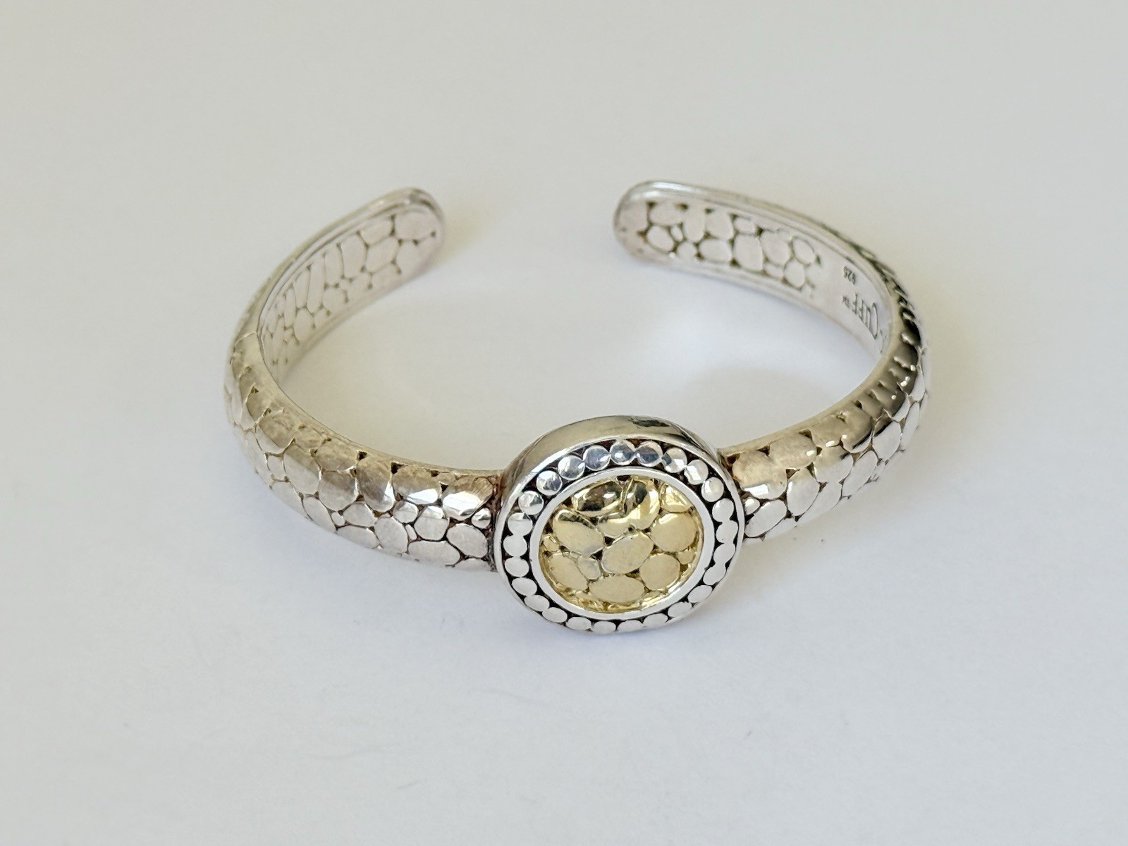 Rustic Cuff Signed 925 Sterling Silver Dot Cobble… - image 6