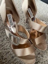 Badgley Mischka Rhinestone Embellished Peep Toe Pumps Size 7.5 M Womens Heels