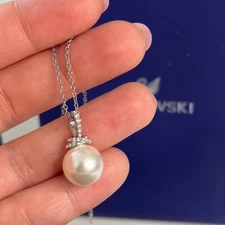 Authentic SWAROVSKI pearl necklace silver pearl and crystal pendant necklace