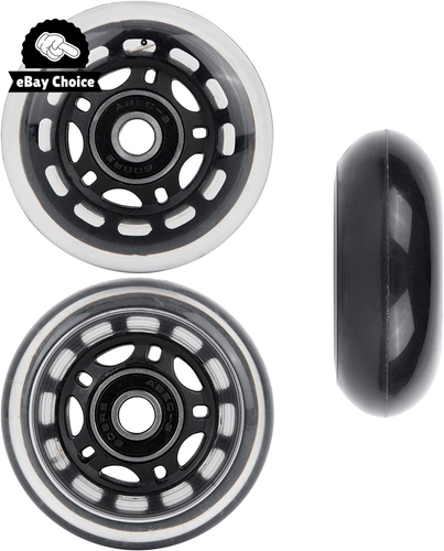 64mm Inline Skate Wheels 82A ABEC-9 Bearings 4 Pack Black Rollerblade - Picture 6 of 12