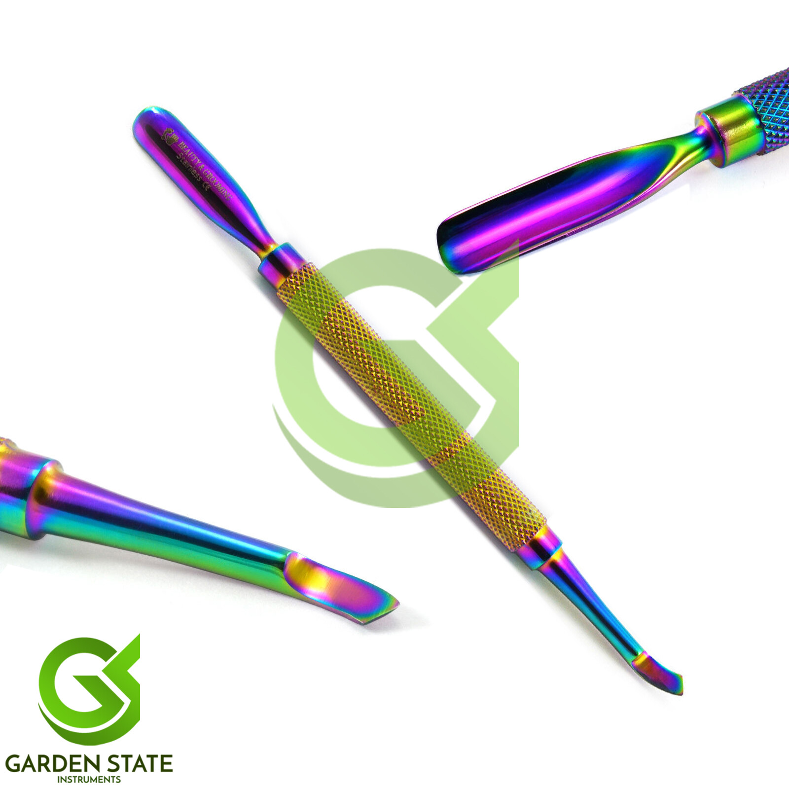 Professional Titanium Coated Cuticle Spoon Pusher Gouge Skin Trim Knife ...