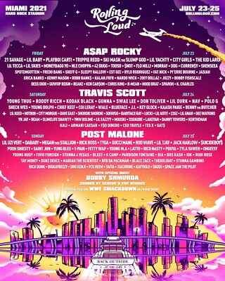 Rolling Loud Miami 2021 GA TICKETS July 23 25 (GUARANTEED DAY