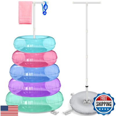 Hahood Metal Pool Float Storage Rack Pool Float Holder with Water Bag 63'' x 3