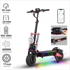 2025 S5 11inch Adult Electric Scooter 6000W Dual Motor With Seat 60V 38AH 55MPH