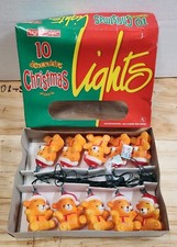 Teddy Bear vintage Christmas light set vintage holiday decoration with box