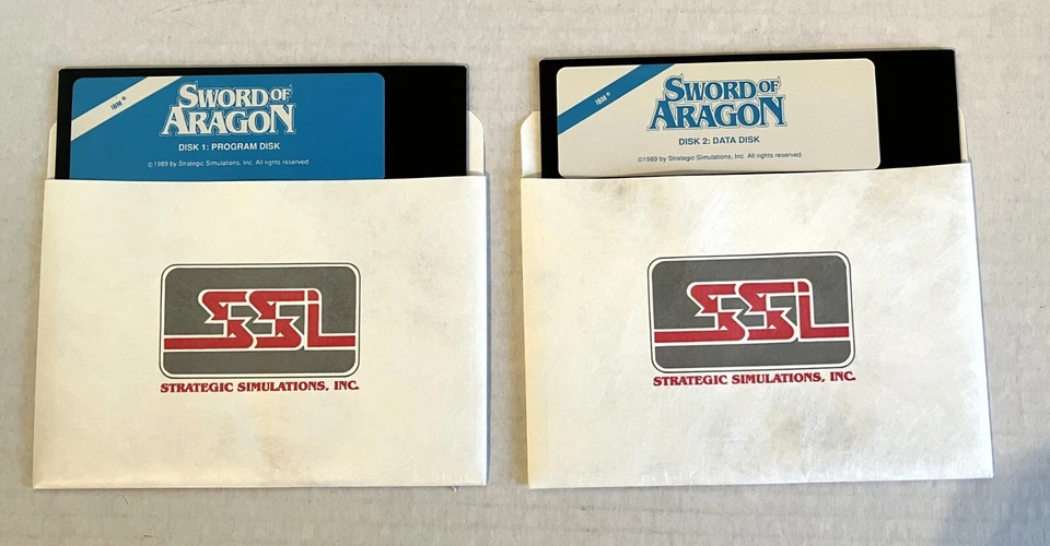 Sword of Aragon IBM PC SSI Strategy Game 5.25" Floppy w Poster Big Box 1989 - Image 4 of 4