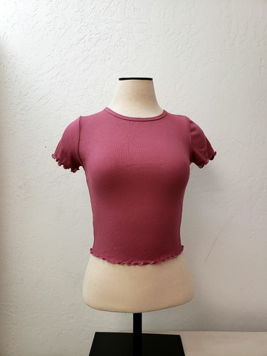 Women Basic Casual Stretch Ribbed Short Sleeve Crew Neck Crop Top Shirt RT52541 - Picture 3 of 21