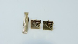 Authentic Vintage Gold plated Tie Bar and Cuff Links Set