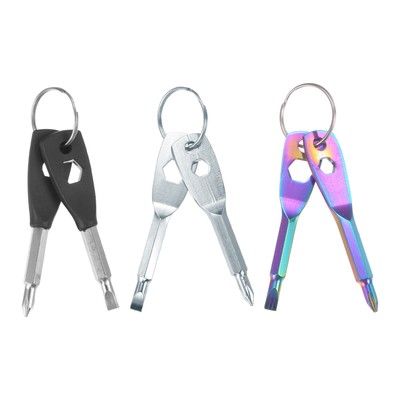 6pcs Portable Keychain Screwdriver PH1 Phillips 4.8mm Slotted W Keyring