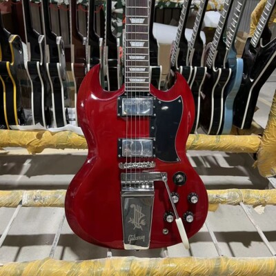 SG Electric Guitar Transparent Red Color Mahogany Body Tremolo System Bridge