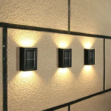 1-50x Solar Fence Light Outdoor Dusk to Dawn Wall Light Garden Pathway Deck Lamp