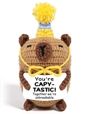 AICase Positive Capybara Crochet Animals with Fanny Hat Emotional Support Nug...