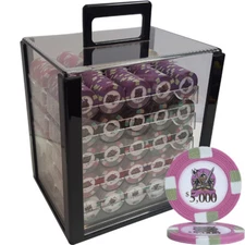 1000 14G KNIGHTS CASINO CLAY POKER CHIPS SET ACRYLIC CASE - CHOOSE DENOMINATION